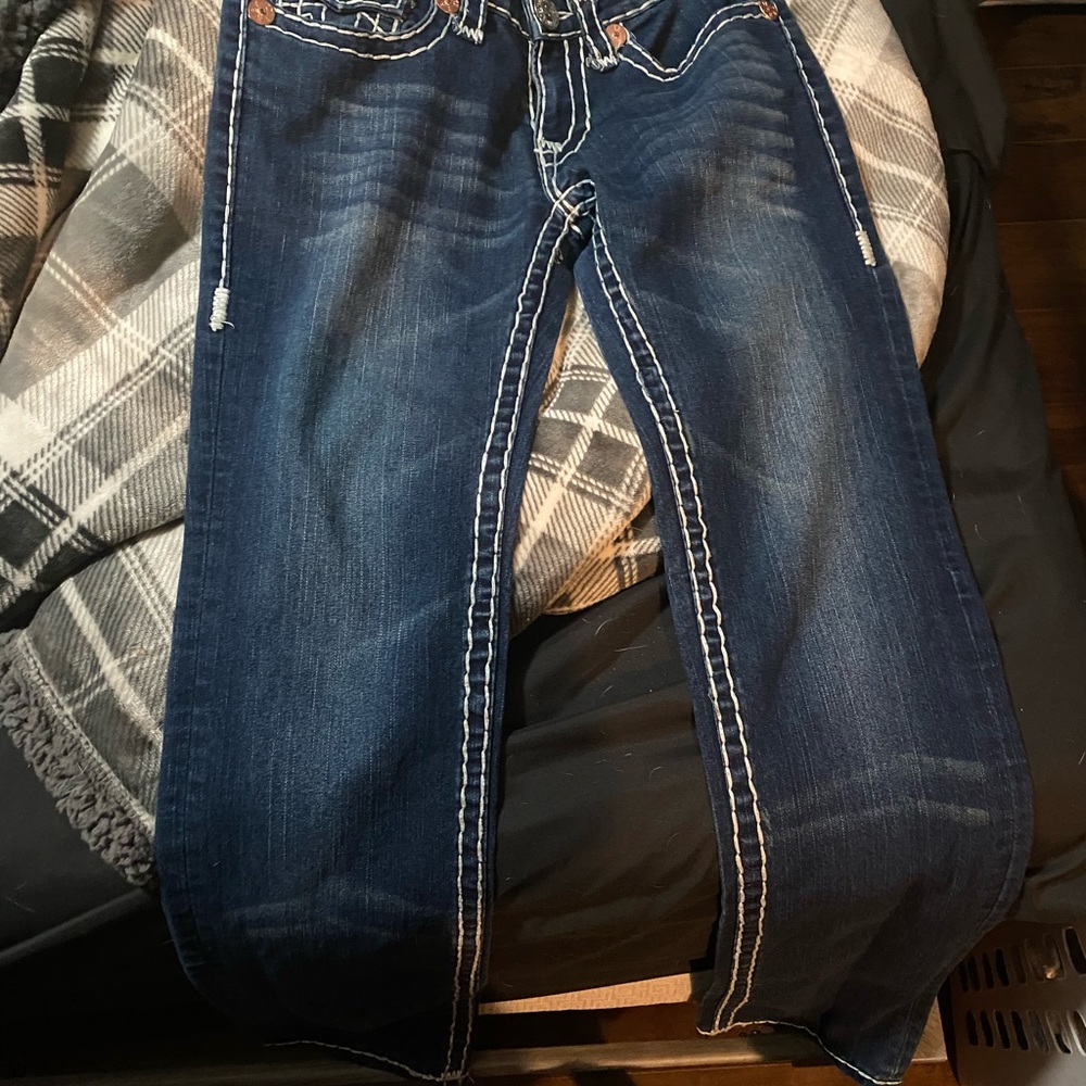 True Religion Billy T Bold Thread Low Rise Jeans